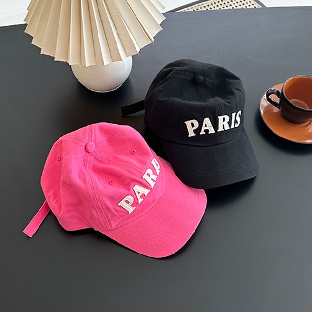 비비드 파리 볼캡(2color) 컬러 모자 캡모자 기본 영문 레터링 핑크 자수