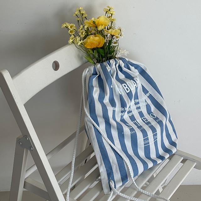 마린 스트라이프 스트링백(2color) 복조리백 단가라 줄무늬 숄더백 백팩 여름가방 비치백 바캉스가방