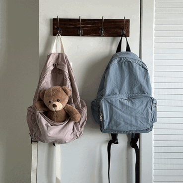 [활용도높은🎁]앨빈 나일론 백팩(4color) 포켓 지퍼 파스텔색감 경량 가벼운 바스락 핑크가방